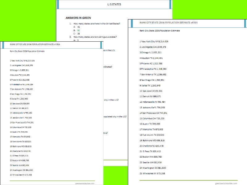 US States Worksheets Pdf GREAT SOCIAL STUDIES